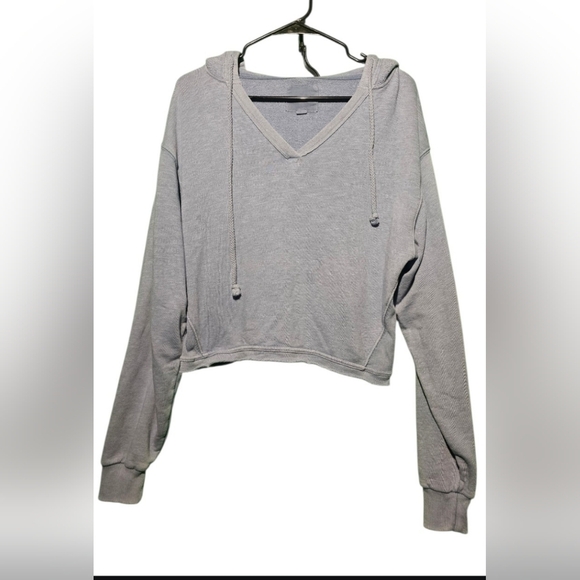 American Eagle Outfitters Tops - American Eagle Outfitters Light Blue V-Neck Hoodie EUC Size Medium 22 PTP